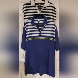 LOT 2 FootJoy Men Blue White Short Sleeve Golf Polo SZ XL